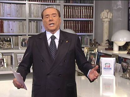 Silvio Berlusconi, durante su mensaje grabado en v&iacute;deo. 