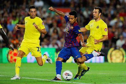 Thiago anota el primer gol del Barcelona.