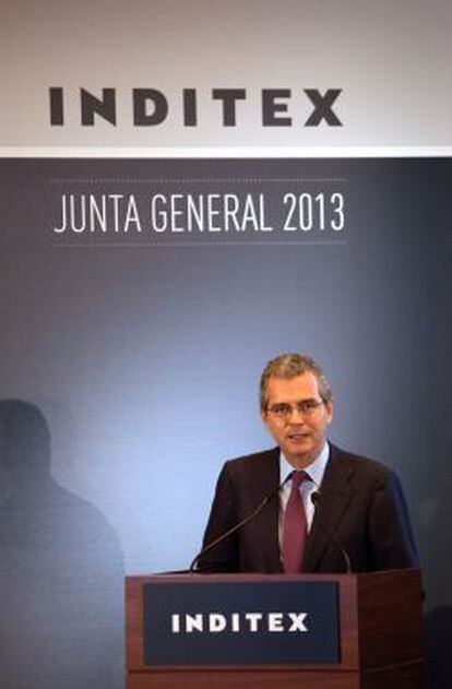 Pablo Isla, presidente de Inditex, en la junta general de accionistas celebrada en julio
