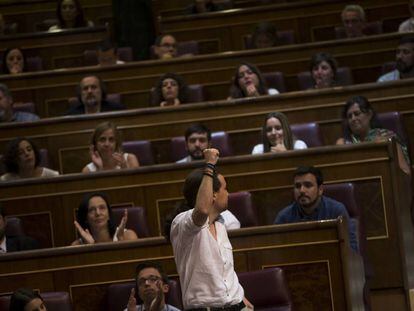 Pablo Iglesias en la sesi&oacute;n parlamentaria del pasado 19 de julio.