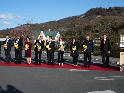 Los ministros de varios paísese en la reunión del G7 en Japón.
