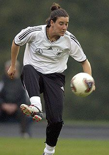 Birgit Prinz, durante un entrenamiento.