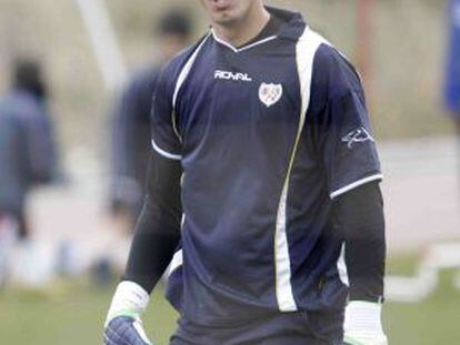 Joel, en un entrenamiento del Rayo.