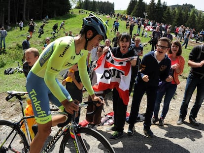 Contador, en un momento de la cronoescalada.