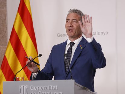 El consejero catalán de Educación, Josep Gonzàlez-Cambray, el pasado martes, en la rueda de prensa posterior al Consell Executiu.