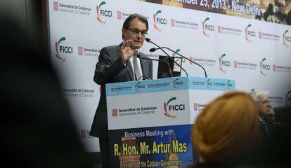 Artur Mas, ayer en seminario con la federaci&oacute;n de c&aacute;maras de comercio de India.
