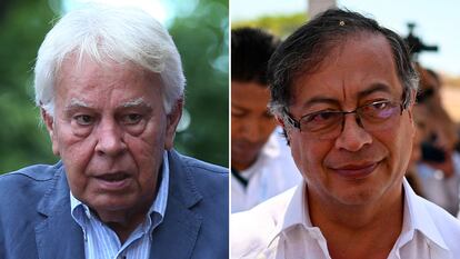 El expresidente del Gobierno español Felipe González, y el mandatario colombiano Gustavo Petro.