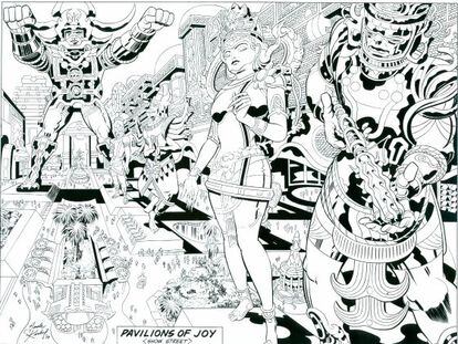 Las imágenes que ilustran este texto son diseños de Jack Kirby para la producción de "Lord of light"