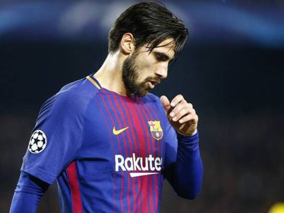 André Gomes, durante el Barcelona-Chelsea en el Camp Nou.