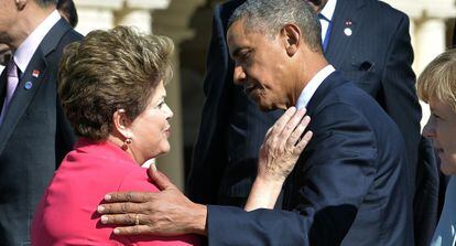 Rousseff y Obama se saludan en San Petersburgo.