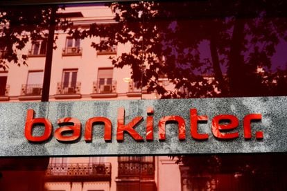 FILE PHOTO: Bankinter bank's is seen in Madrid, Spain, October 26, 2021. REUTERS/Juan Medina/File Photo