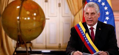 Miguel D&iacute;az Canel, presidente de Cuba, en su &uacute;ltima visita a Venezuela