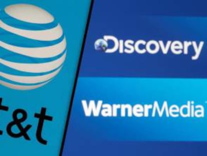 Logos de AT&T, Discovery y WarnerMedia.