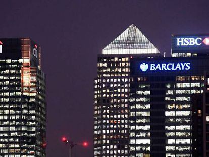 Edificios de Citi, Barclays y HSBC en Canary Wharf (Londres).