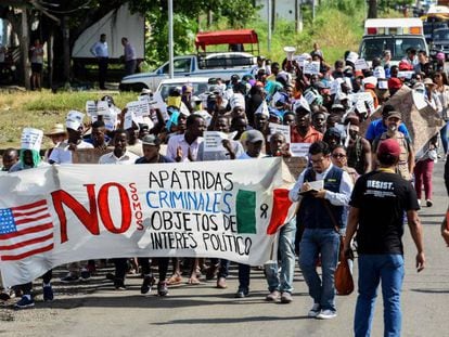 Una protesta de inmigrantes africanos en México.