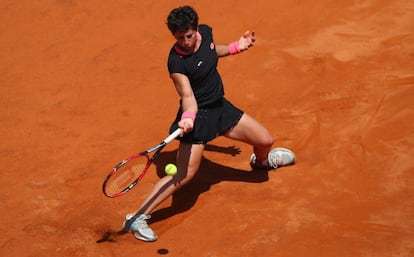 Carla Su&aacute;rez, durante la final contra Sharapova.