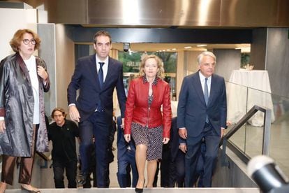 El presidente de Mutua Madrileña recibe a la ministra Nadia Calviño.