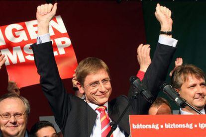 El primer ministro socialista, Ferenc Gyurcsany, en el acto de cierre de campaña.