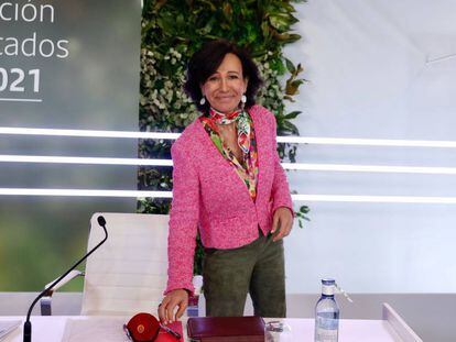 Ana Botín, presidenta del Banco Santander, durante la presentación de resultados.
