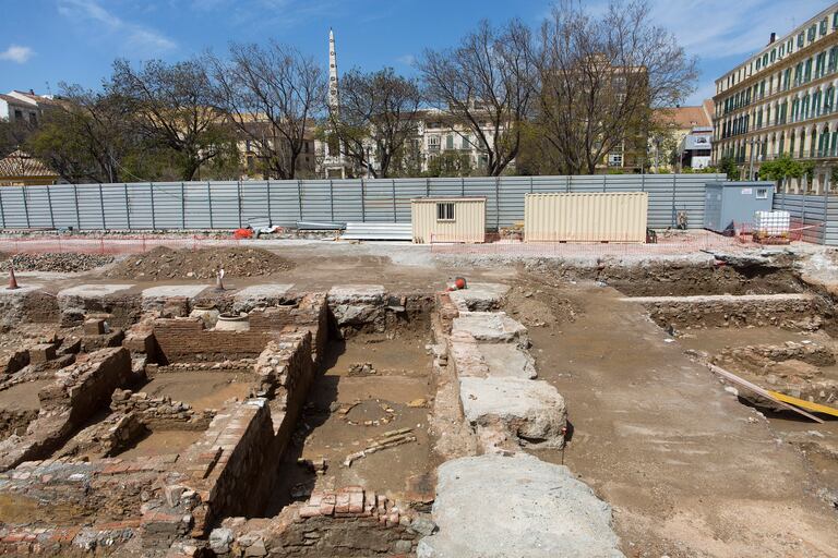Restos arqueológicos encontrados en la Plaza de la Merced, Málaga.