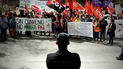 Trabajadores de Amazon en una protesta en Madrid.