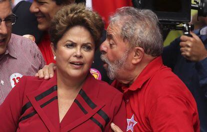 Dilma y Lula en un mitin el 3 de octubre