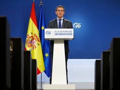 El líder del PP, Alberto Núñez Feijóo, este martes.