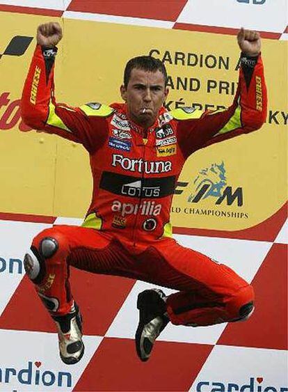 Jorge Lorenzo celebra su triunfo en el GP de la República Checa