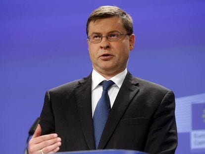 Valdis Dombrovskis, vicepresidente de la Comisi&oacute;n Europea para la zona euro.