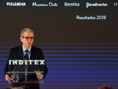 El presidente ejecutivo de Inditex, Pablo Isla, durante la presentaci&oacute;n de resultados del ejercicio completo 2018.