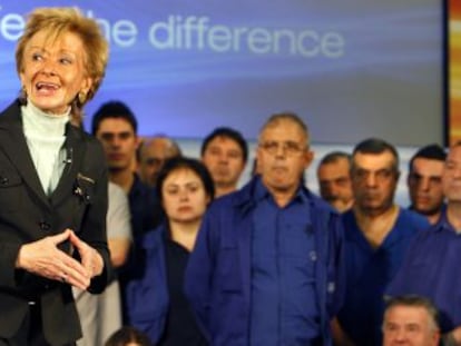 Mar&iacute;a Teresa Fern&aacute;ndez de la Vega en un acto electoral de la campa&ntilde;a para las elecciones de 2008.