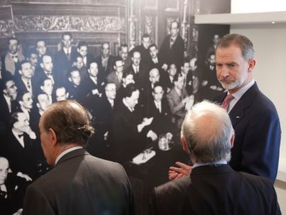 Felipe VI, durante su visita al nuevo espacio cultural de la Fundación Ortega-Marañón.