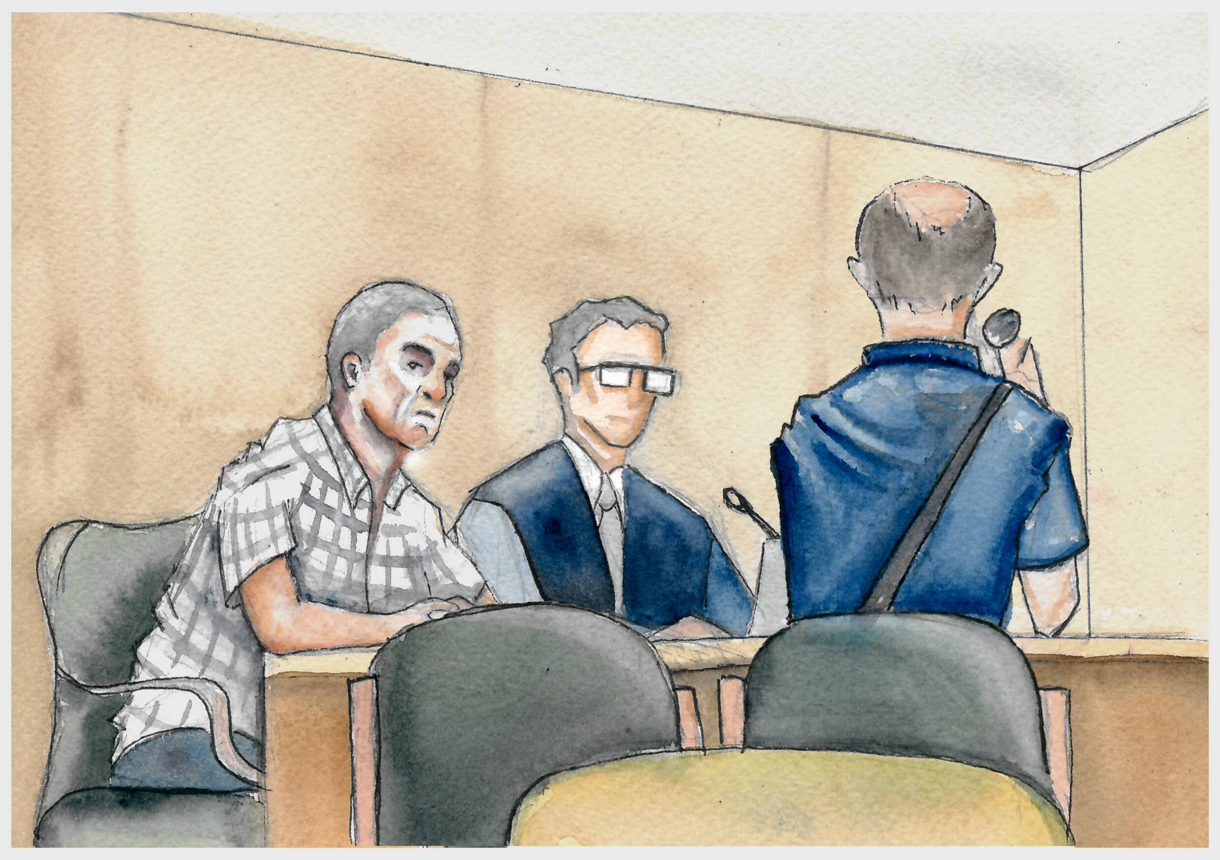 Ilustración durante una de las sesiones del juicio.