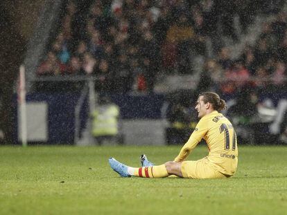 Griezmann, durante el partido ante el Atlético.