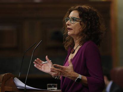 La ministra de Hacienda, María Jesús Montero, el jueves en el Congreso de los Diputados. 