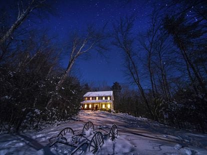 Una cabaña en New Hampshire, Nueva Inglaterra, EE UU.