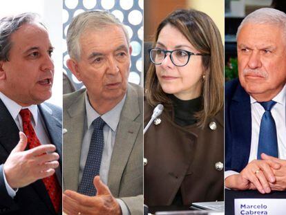 Los cuatro alto cargos ecuatorianos que dimitieron este 5 de julio: Simón Cueva, Alejandro Rivadeneira, Ximena Garzón y Marcelo Cabrera.