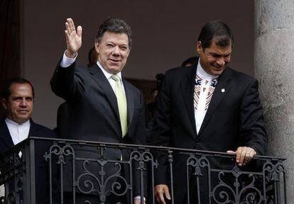 Juan Manuel Santos y Rafael Correa.