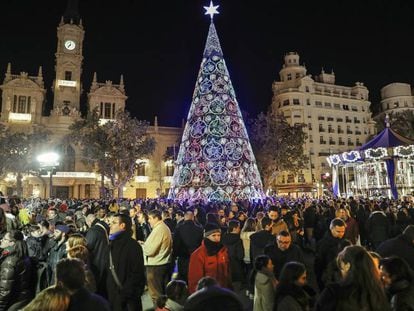 La plaza del Ayuntamiento de Valencia, cortada al tráfico, en las Navidades de años anteriores.