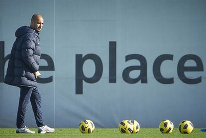 Guardiola, durante un entrenamiento.