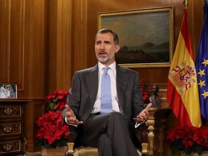 El Rey Felipe VI durante el tradicional discurso de Navidad.