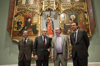 De izqda. a dcha., el secretario de Estado de Cultura, Jos&eacute; Mar&iacute;a Lassalle, Pl&aacute;cido Arango, el duque del Infantado y el director del Prado, Miguel Zugaza.