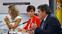 La vicepresidenta segunda y ministra de Trabajo, Yolanda Díaz; la responsable de Política Territorial y portavoz del Gobierno, Isabel Rodríguez; y el ministro de Inclusión, José Luis Escrivá, tras la reunión del Consejo de Ministros, este martes en La Moncloa.