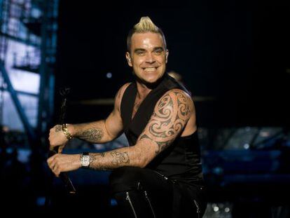 Robbie Williams, durante su actuaci&oacute;n la noche del s&aacute;bado en el Hard Rock Rising Festival. 