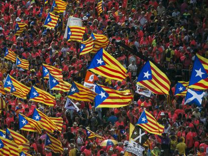 Un tramo de la diagonal de Barcelona durante la Diada.