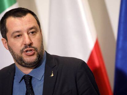 El ministro del Interior italiano, Matteo Salvini, en su visita a Varsovia.