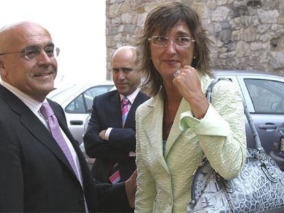 La <b><i>vicelehendakari</b></i>, ayer en San sebastián, tras participar en los cursos de verano de la UPV.