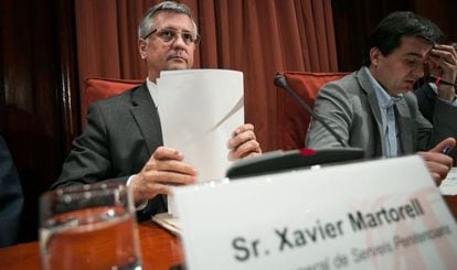 Xavier Martorell durante la comparecencia en el Parlamento catal&aacute;n. 