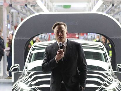 El fundador de Tesla, Elon Musk, en la inauguración de una planta en Alemania a finales de marzo.