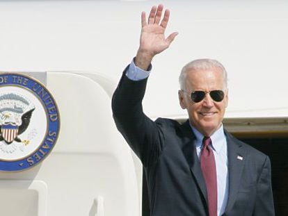 El vicepresidente de EE UU, Joe Biden, este lunes en Kiev. 